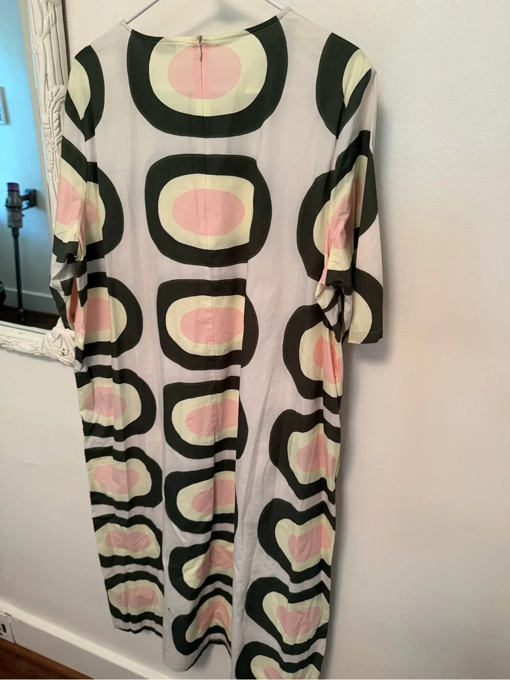 Marimekko Cream Midi Dress with Green Circle Motif - Picture 3 of 8